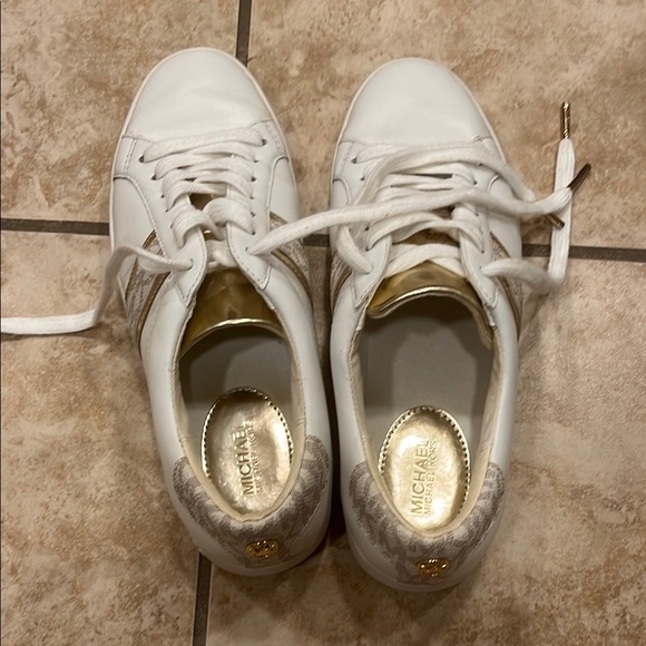 Michael Kors Shoes - Michael Kors White and Gold Sneakers